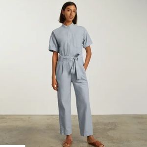 Everlane The Fatigue Short-Sleeve Jumpsuit Sky 8 medium blue